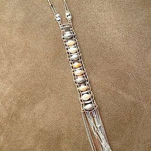 Beautiful Lucky silver & rose gold pearl necklace